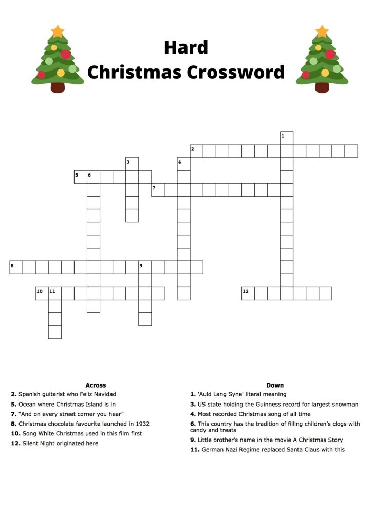 Hard Christmas Crossword free Printable Your Perfect Christmas