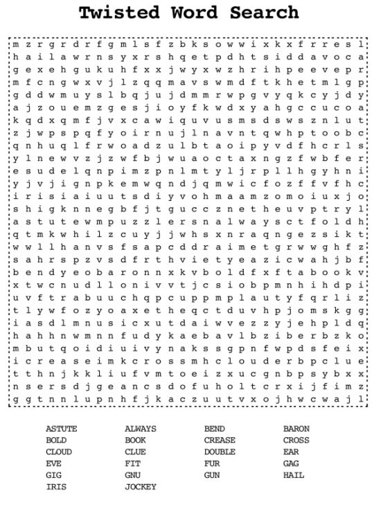 Hard Printable Word Search Puzzles
