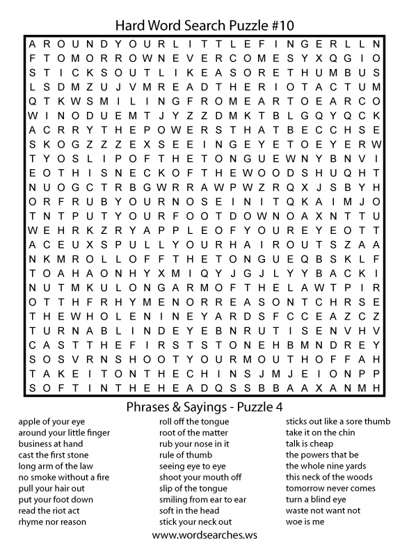 Hard Word Puzzles Printable Free