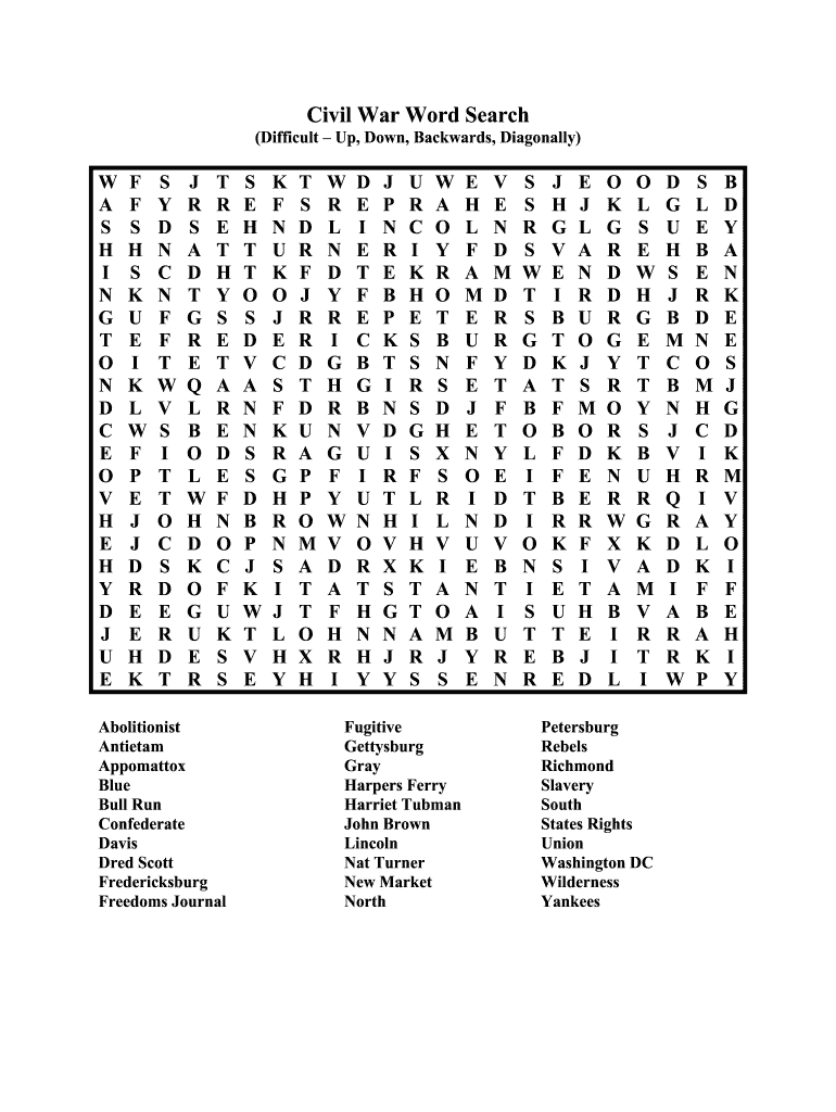 Hard Word Search Puzzles Printable