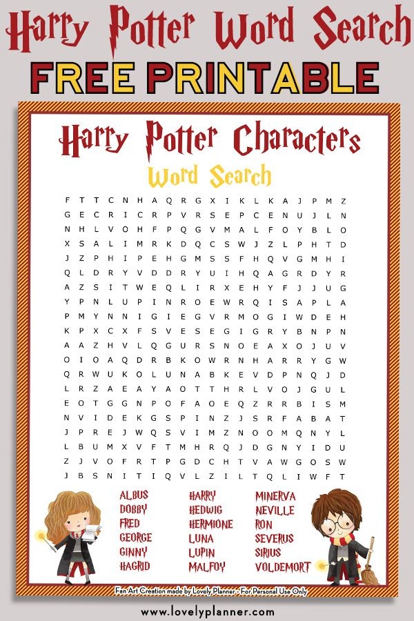 Harry Potter Crossword Puzzle Printable Free Printable Templates