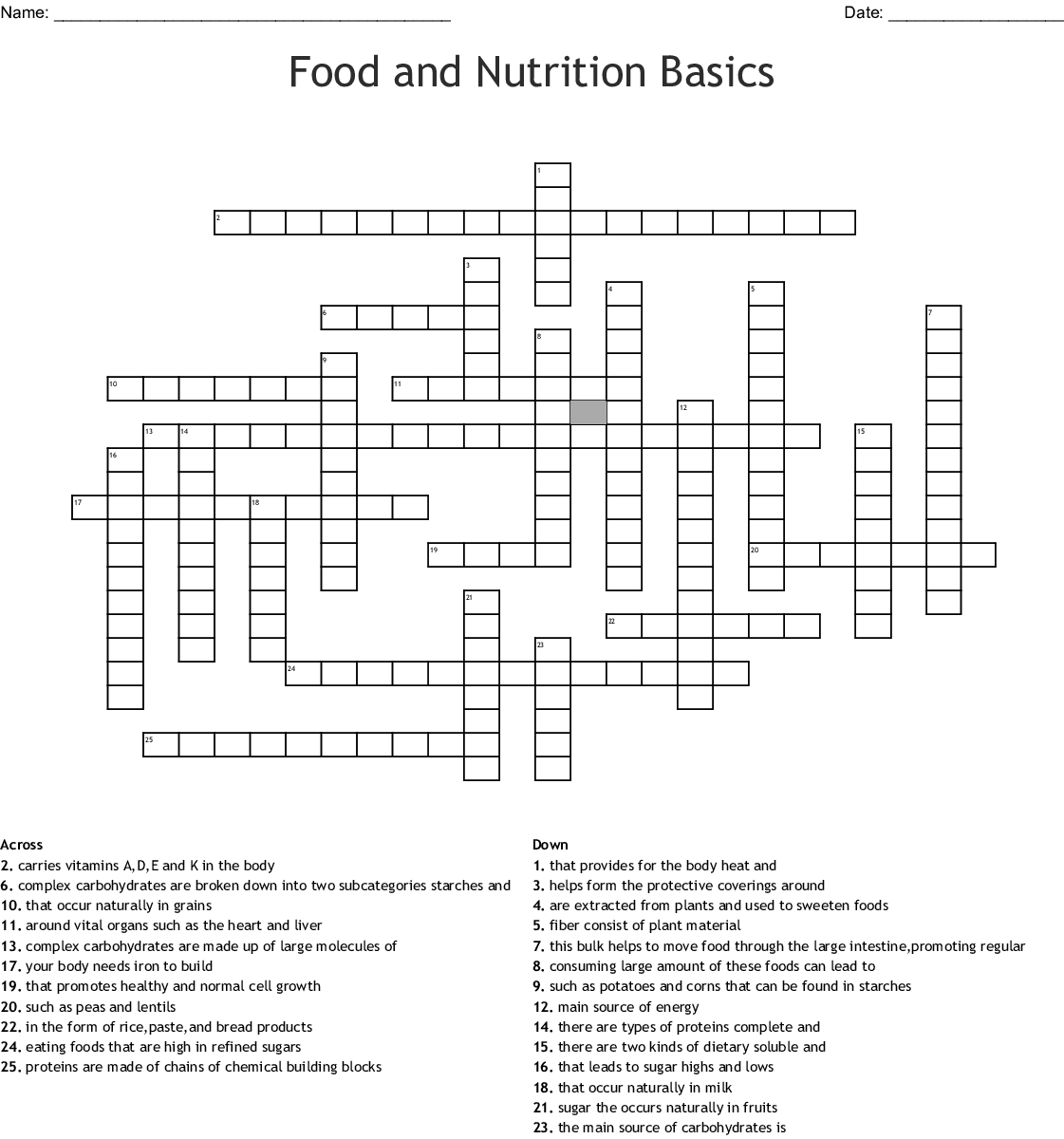 Healthy Eating Crossword Puzzles Printable Printable Template 2021 