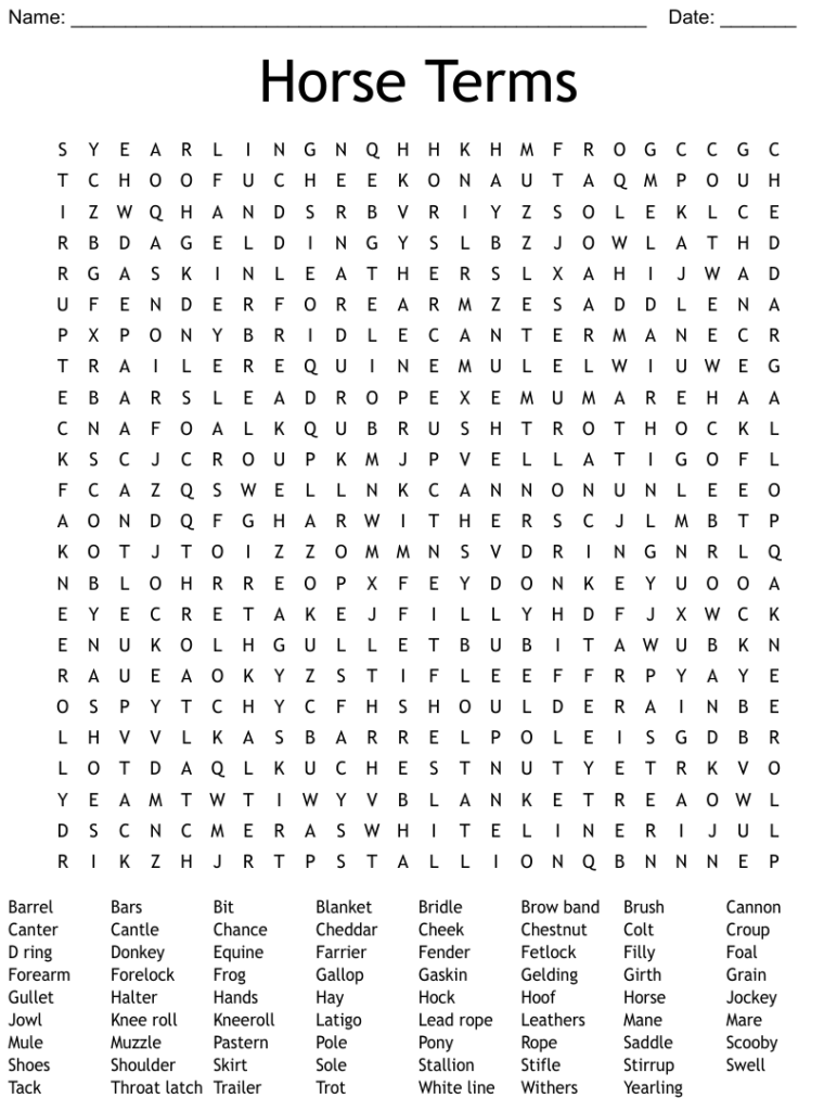 Horse Crossword Puzzle Printable Free Crossword Puzzles Printable