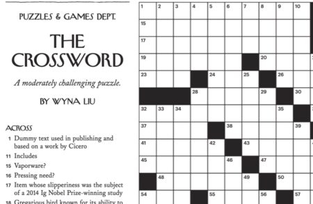Ig Nobel Prizes In The New Yorker Crossword Puzzle