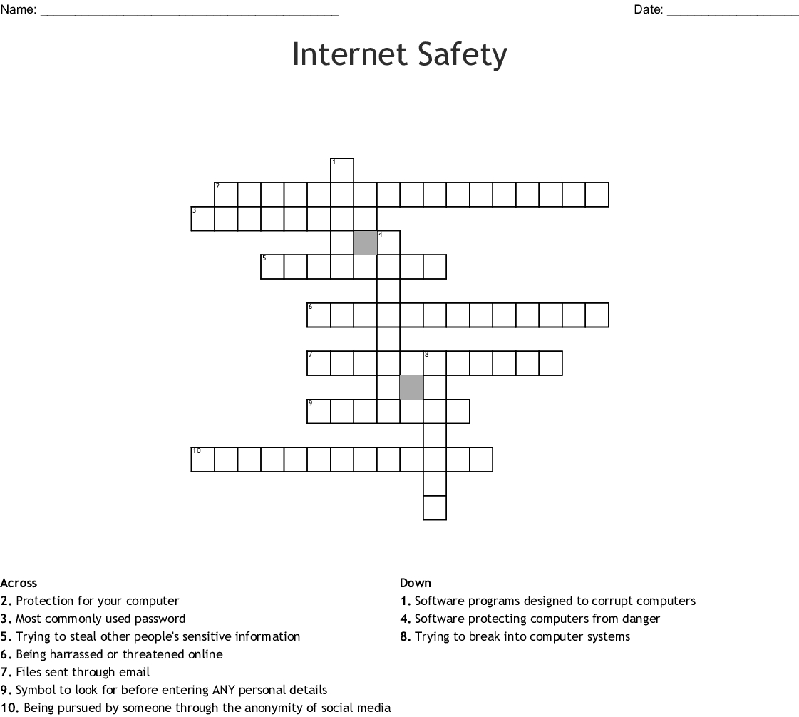Internet Safety Crossword Wordmint Computer Crossword Puzzles 