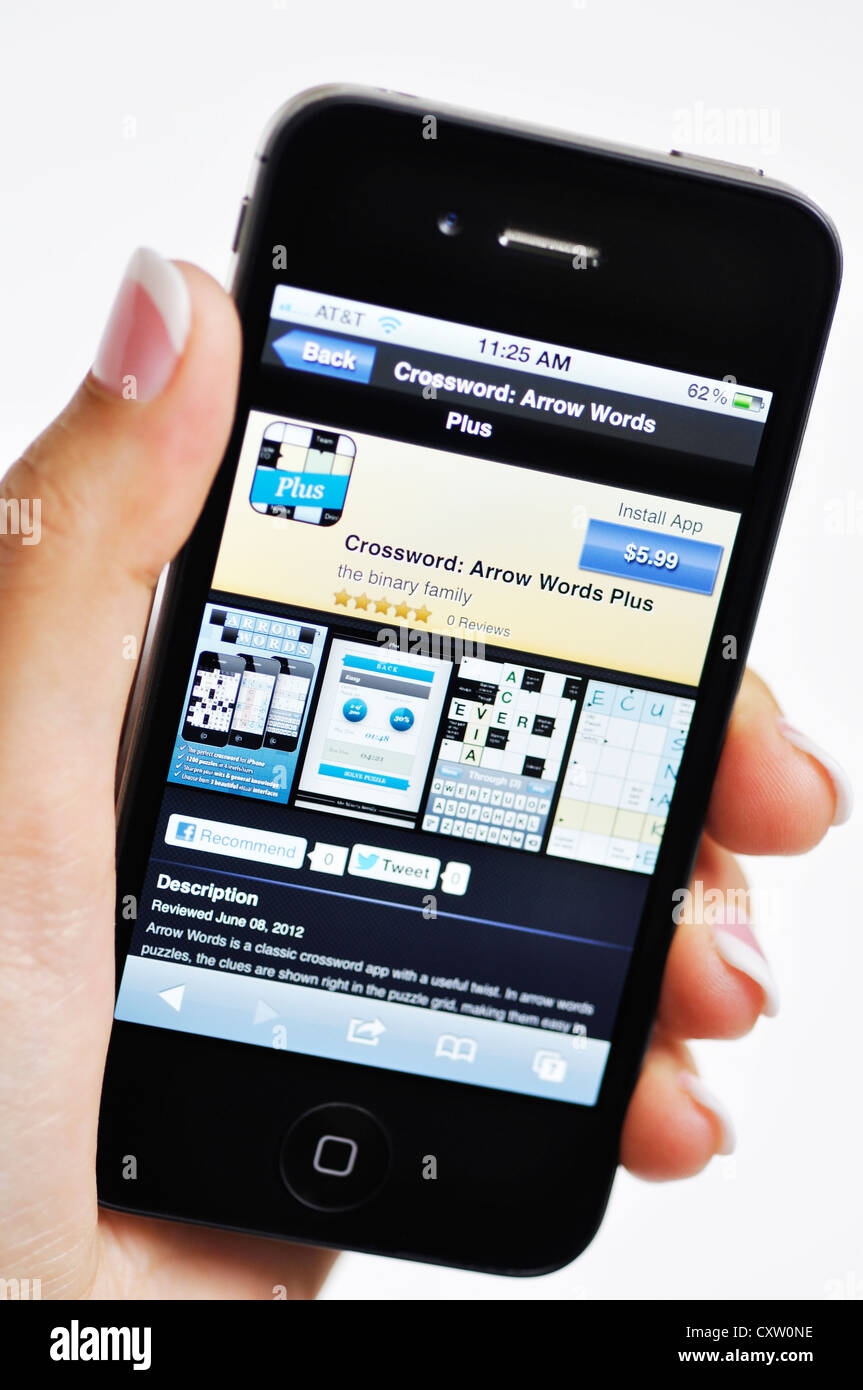 IPhone Crossword Puzzle App Stock Photo Alamy