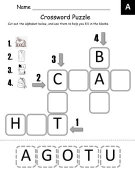 Kindergarten Crossword Puzzle Worksheet By Ritti 39 s Family TPT