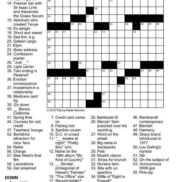 LA Crossword Puzzle Printable Printable JD