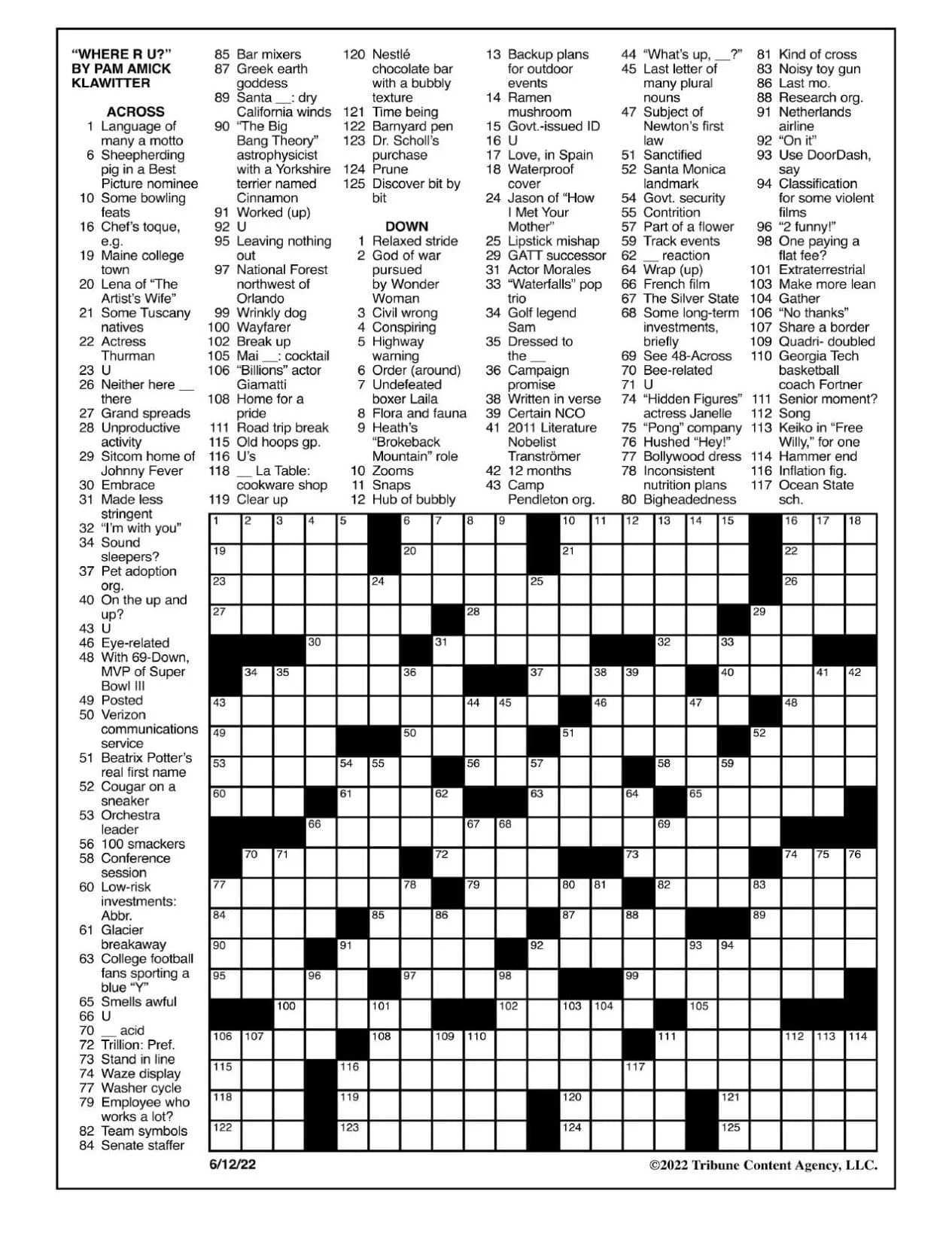 LA Crossword Puzzle Printable Printable JD