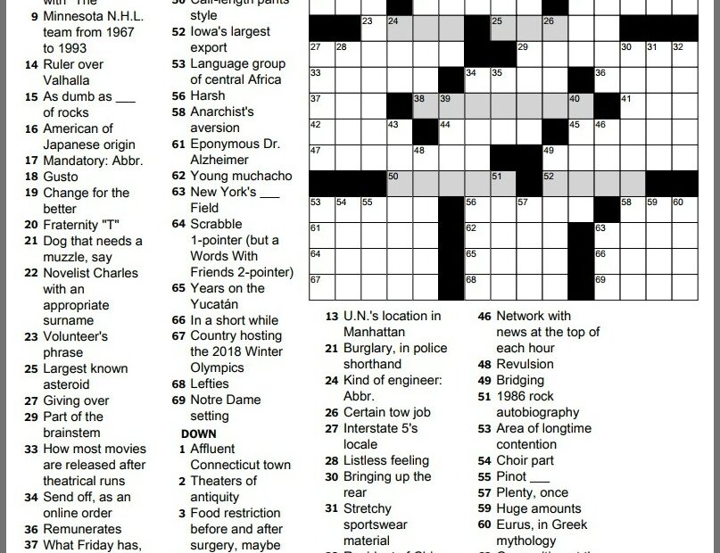 La Times Crossword Printable Pdf