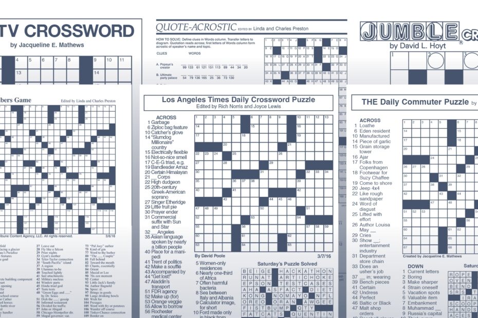 La Times Daily Crossword Puzzle Printable Printable Crossword Puzzles