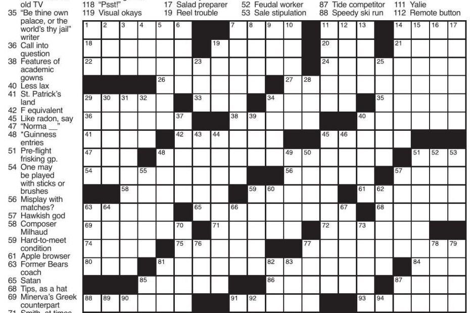 La Times Free Printable Crossword Puzzles James Crossword Puzzles