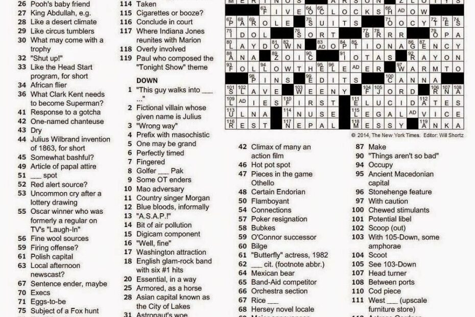 La Times Printable Crossword 2014 Printable Crossword Puzzles Sally