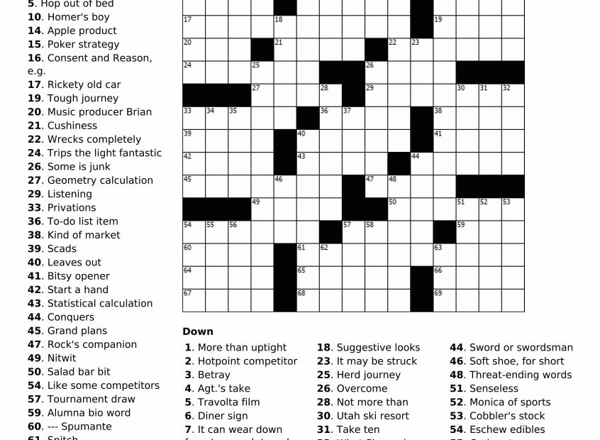 Large Print Crosswords Free Printable Printable JD
