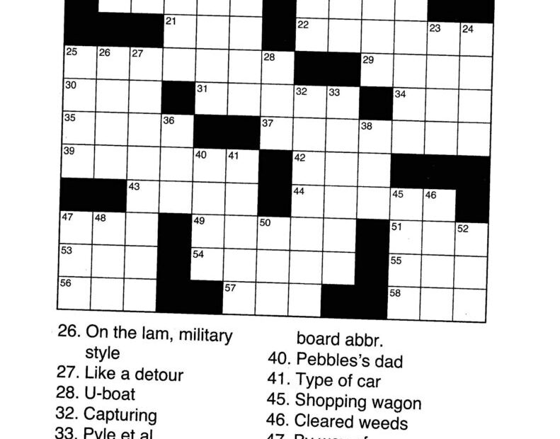 Large Print Easy Printable Crossword Puzzles For Seniors Emma