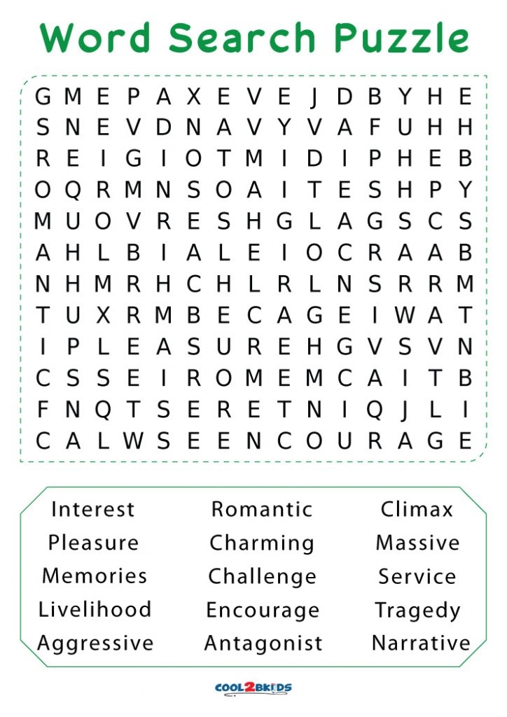Large Print Word Search Puzzles For Seniors Printable