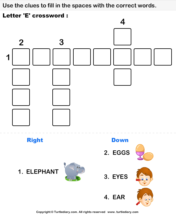Letter A Crossword Turtle Diary Worksheet