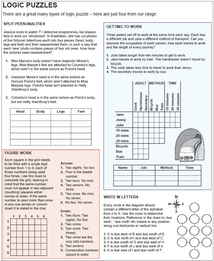 Logic Puzzles Easy Printable