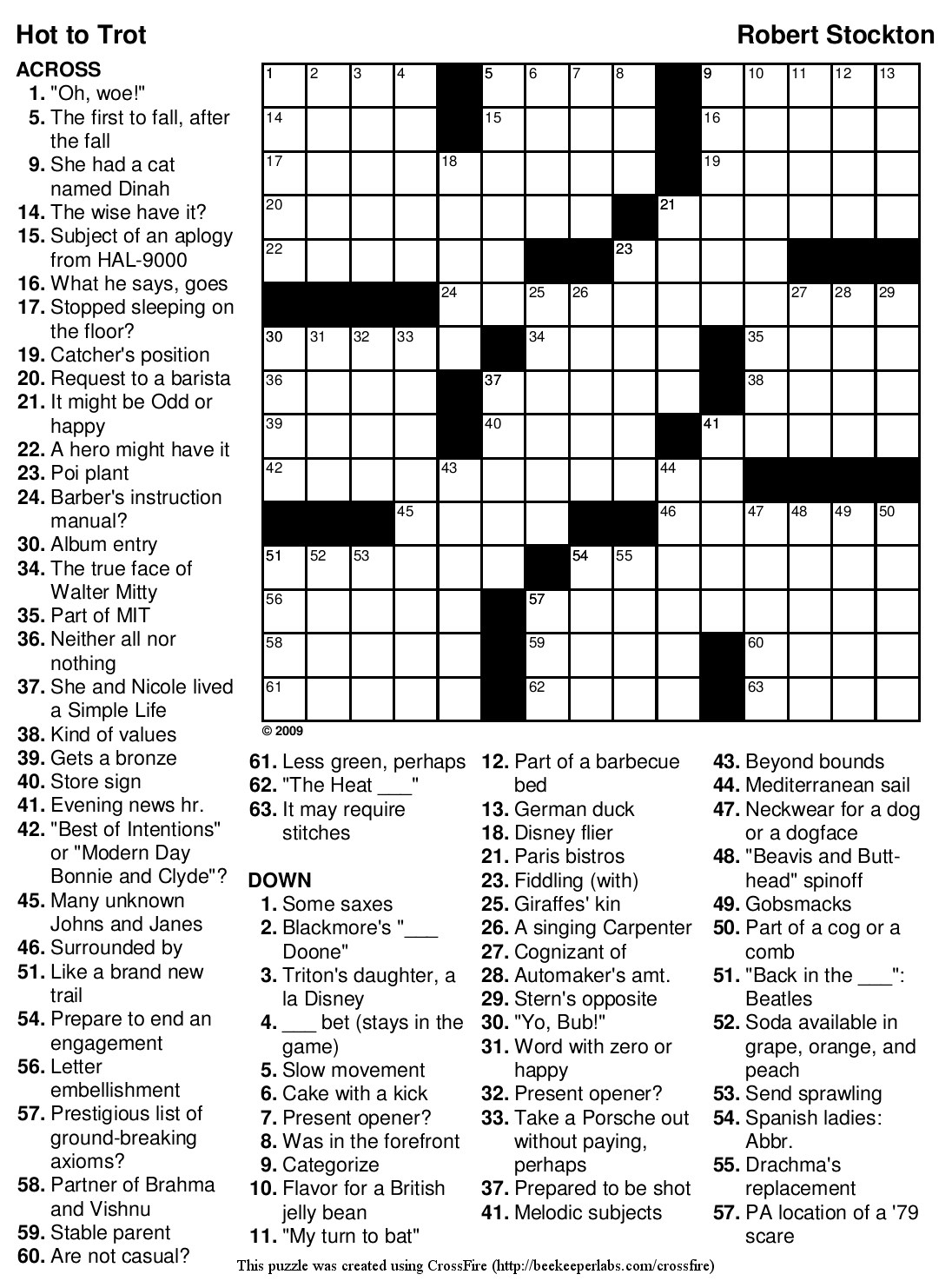 Los Angeles Times Sunday Crossword Puzzle Tribune Content Agency 