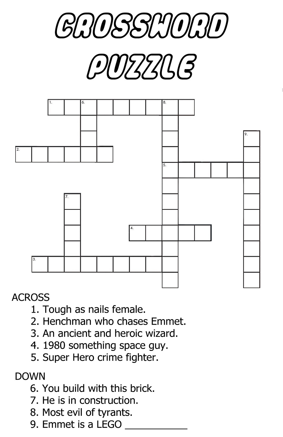 Make A Crossword Puzzle Free Printable
