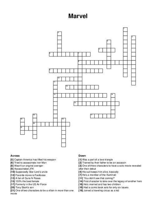 Marvel Crossword Puzzle