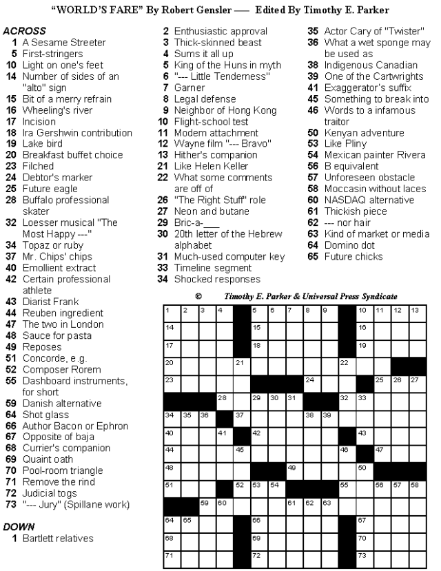 Medium Difficulty Printable Crossword Puzzles