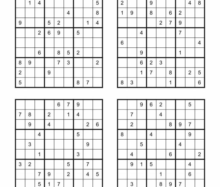 Medium Printable Sudoku Puzzles 4 Per Page Gridgit Sudoku Printables