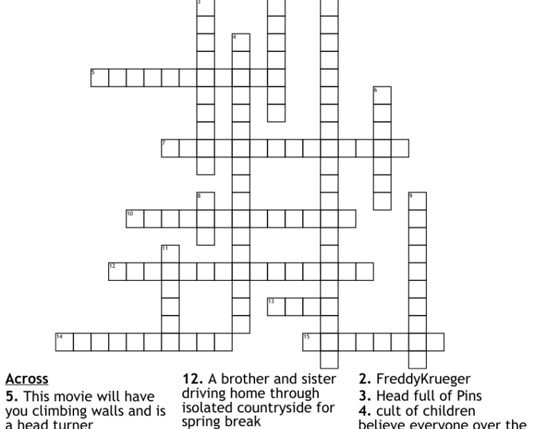 Movie Themed Crossword Puzzles Free Crossword Puzzles Printable