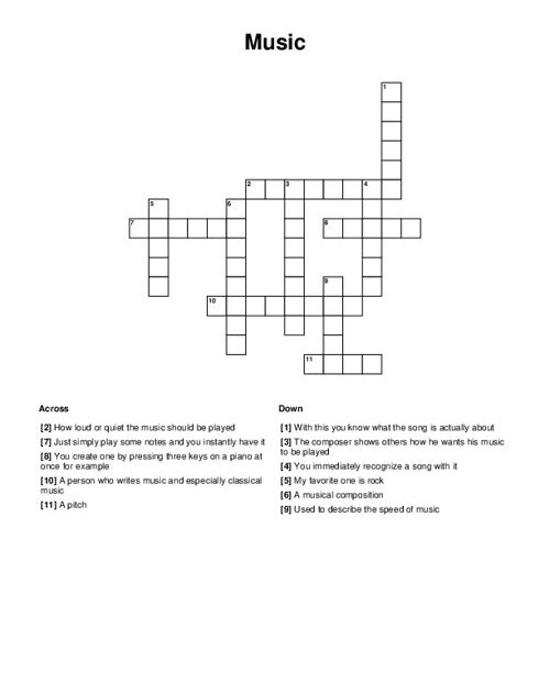 Music Crossword Puzzle