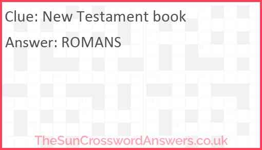 New Testament Book Crossword Clue TheSunCrosswordAnswers co uk