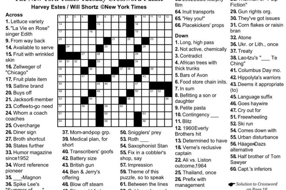 New York Times Crossword Puzzle Printable Printable C Vrogue co