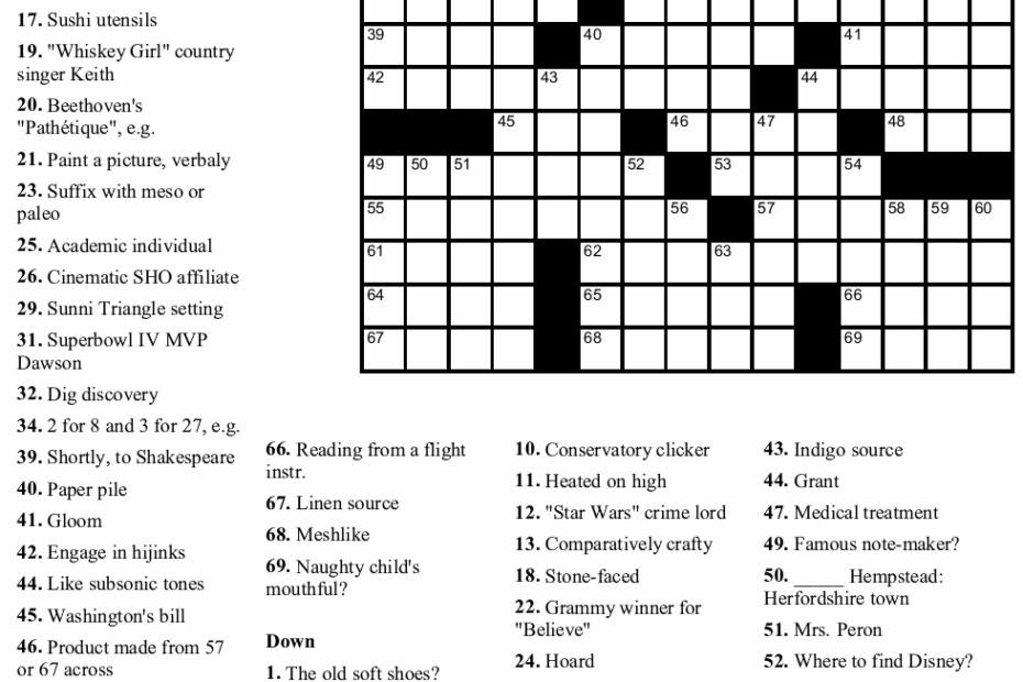 New York Times Daily Crossword Puzzle Printable Printable Crossword