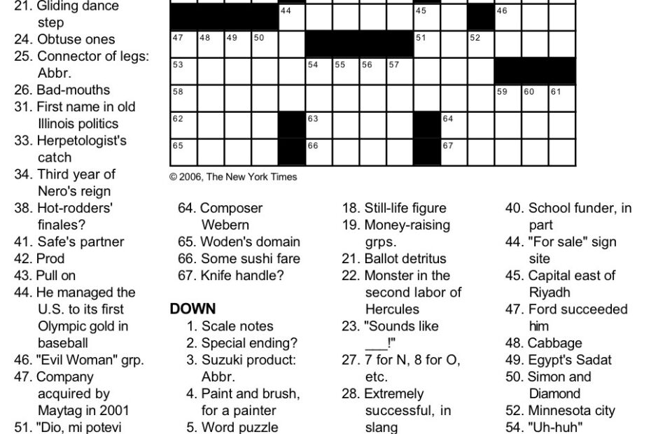 New York Times Printable Crossword Puzzles Emma Crossword Puzzles