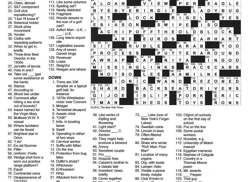 New York Times Sunday Crossword Printable