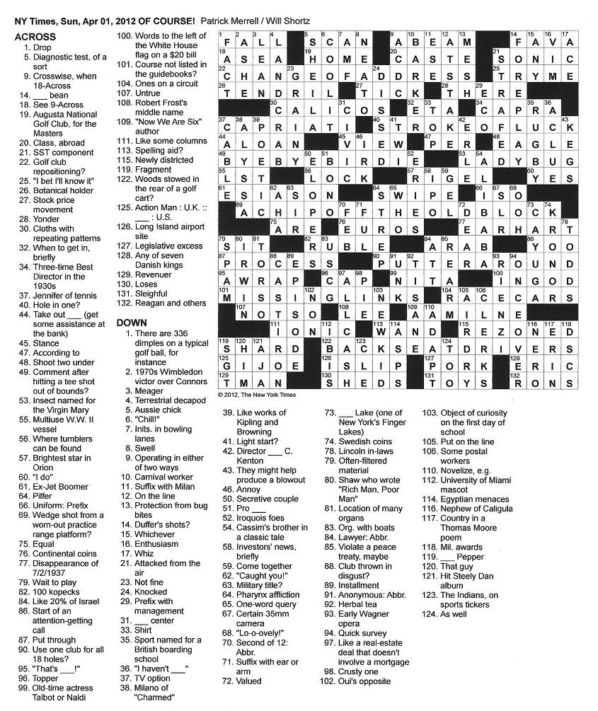 New York Times Sunday Crossword Printable