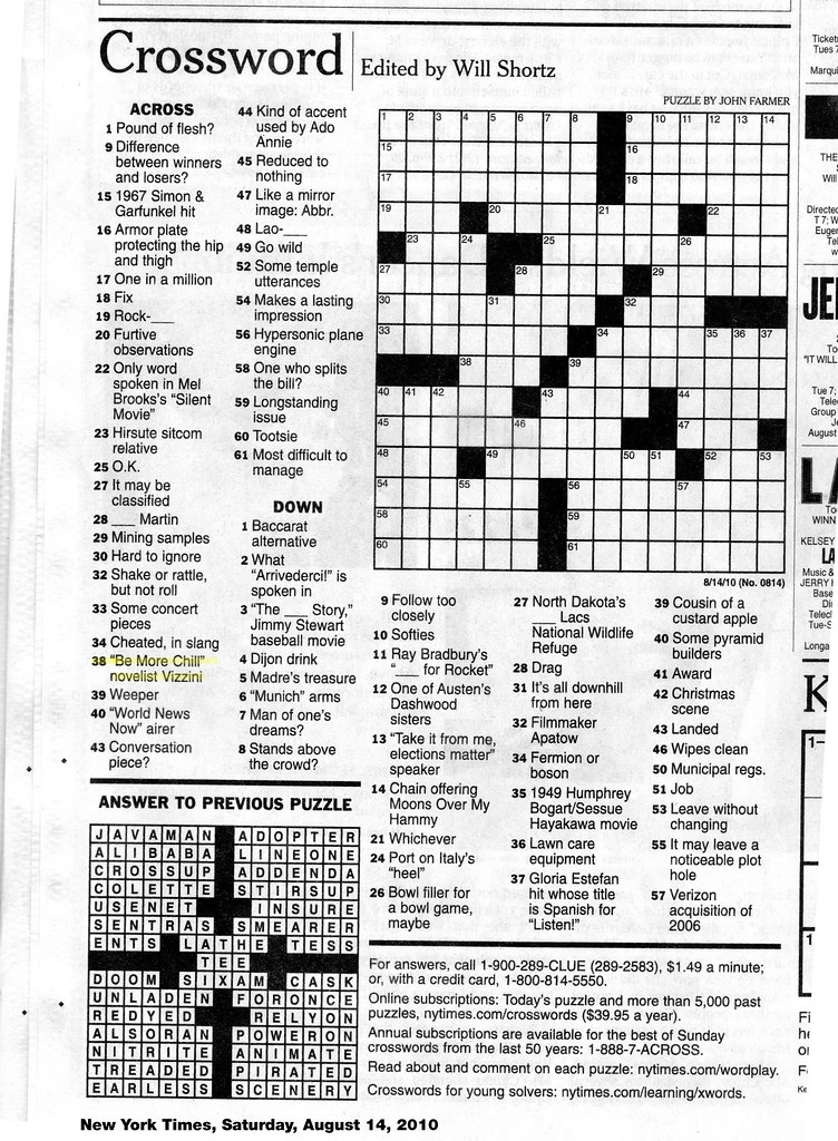 New York Times Sunday Crossword Puzzle Printable Printable Crossword 