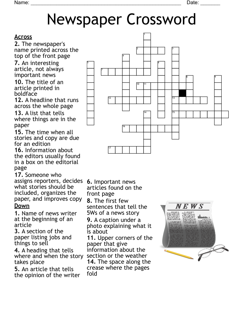Newspaper Printable Crossword Puzzles