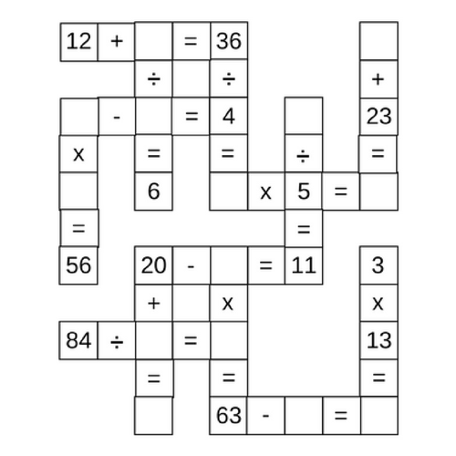 Number Crossword Puzzle Free Printable