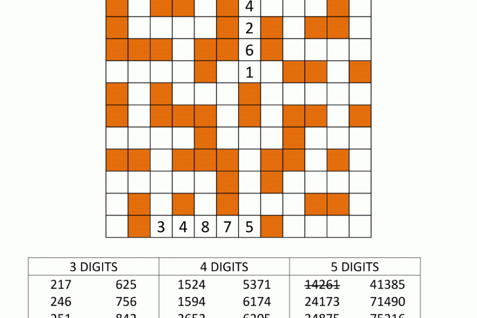 Number Fill In Puzzles Printable Crossword Number Puzzles Printable