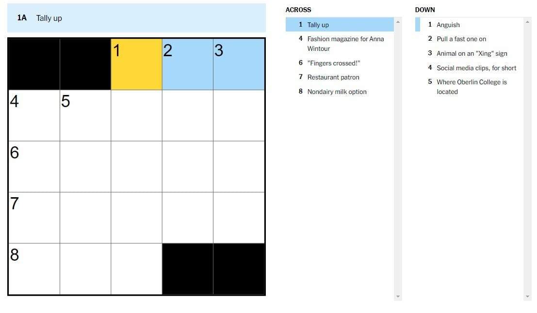 NY Times Daily Mini Crossword Answers 4th April 2022 New York Times 