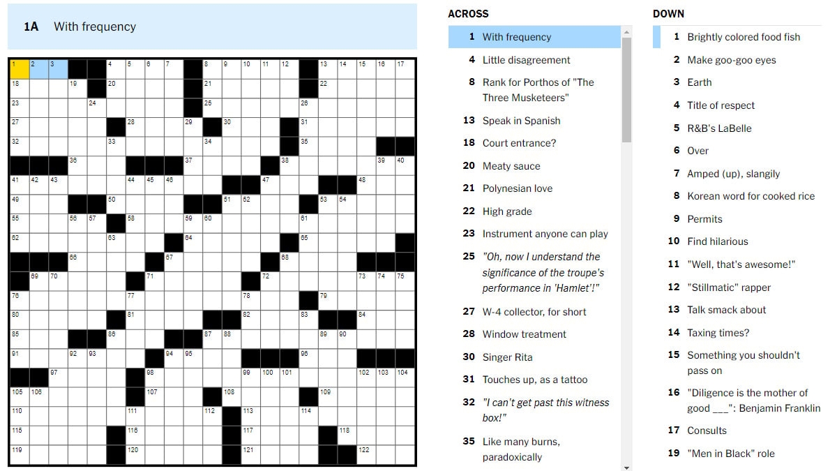Nyt Crossword Answers Jan 24 2025 Steven P Schroeder