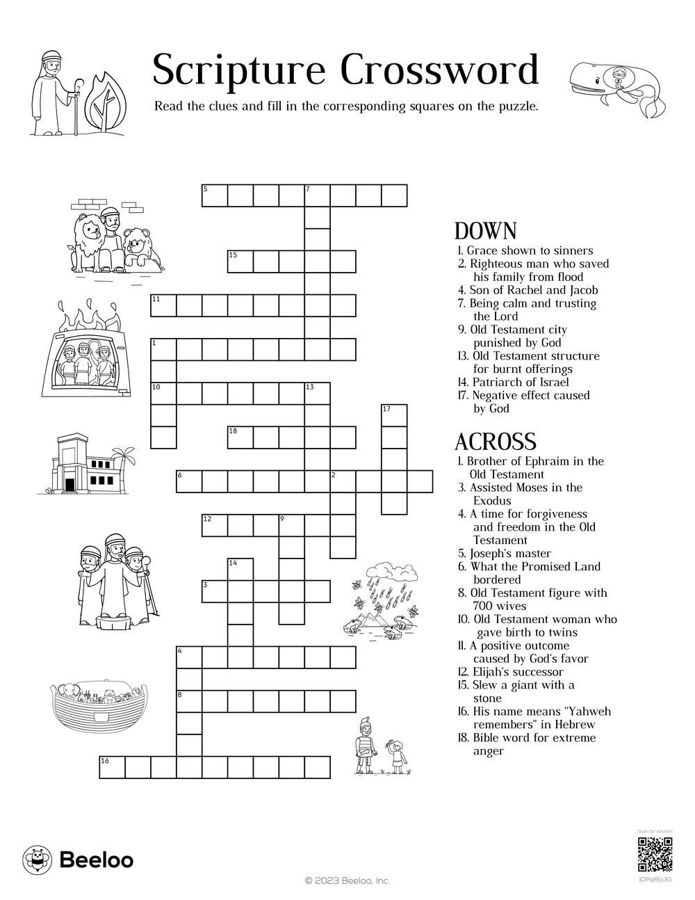 Old Testament themed Crossword Puzzles Beeloo Printable Crafts And 