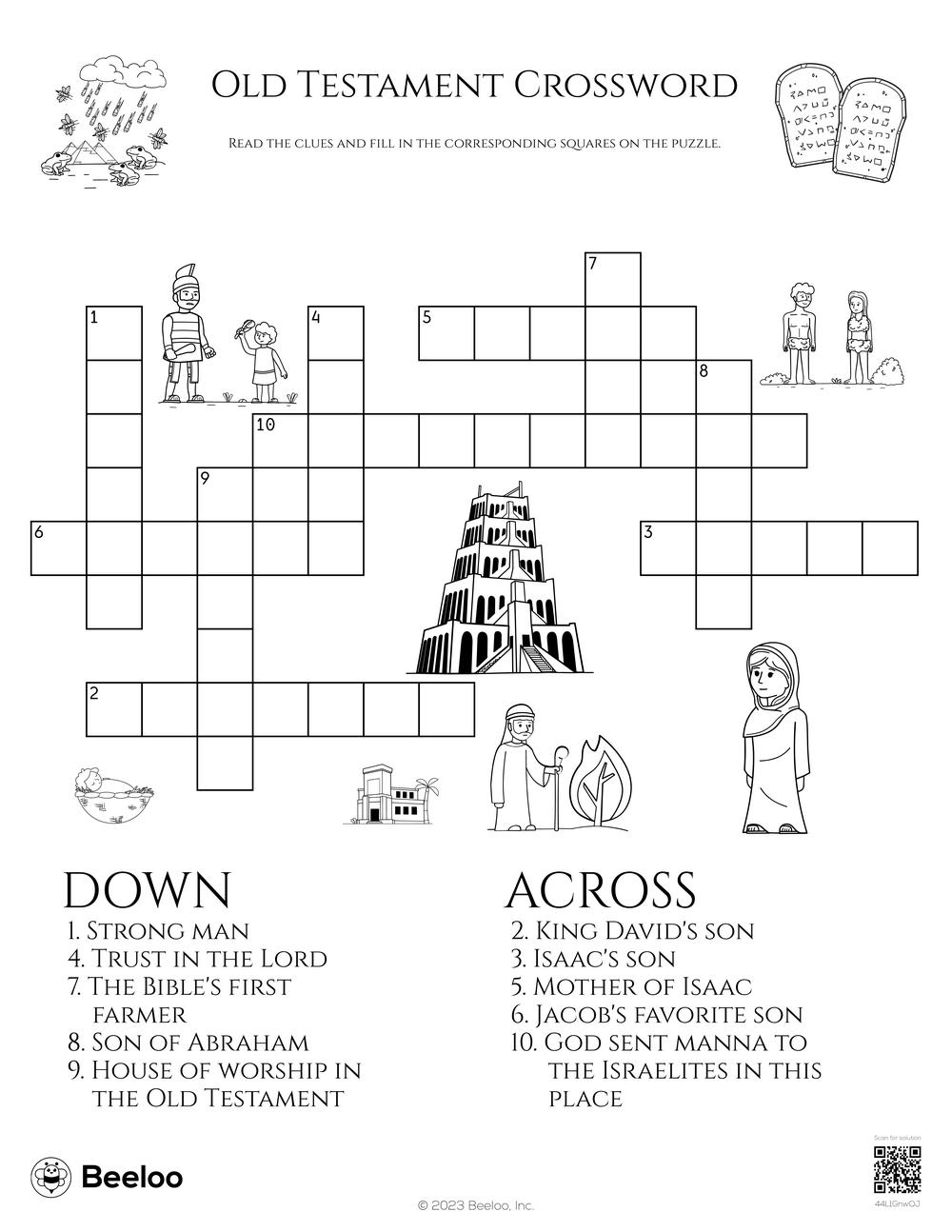 Old Testament themed Crossword Puzzles Beeloo Printable Crafts And 