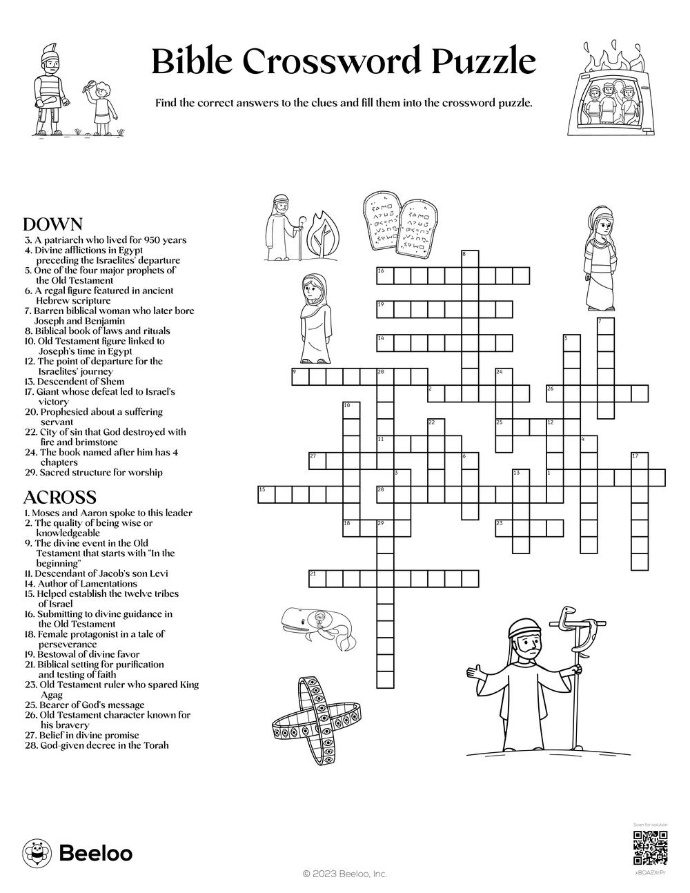 Old Testament themed Crossword Puzzles Beeloo Printables