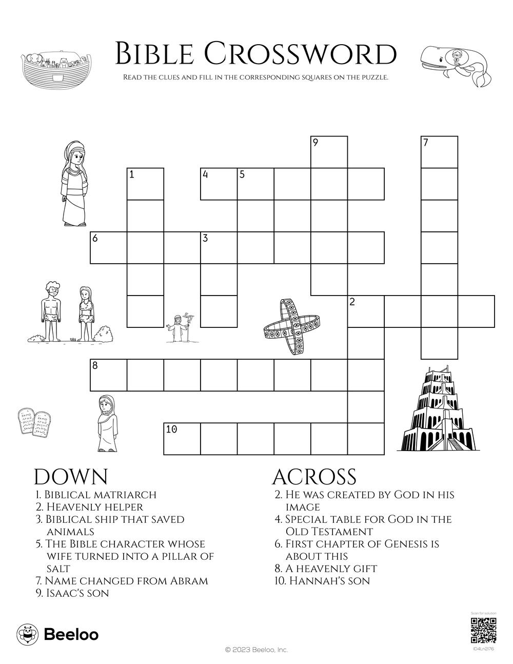 Old Testament themed Crossword Puzzles Beeloo Printables
