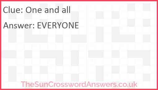 One And All Crossword Clue TheSunCrosswordAnswers co uk
