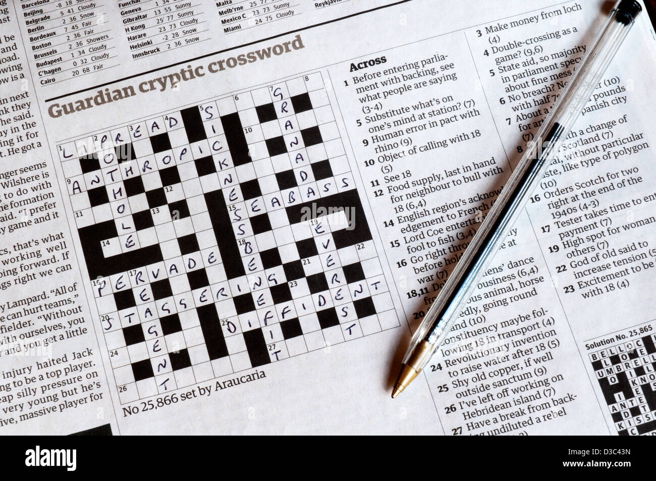 Part Completed Guardian Cryptic Crossword Set By Araucaria John Graham Part Completed Guardian Cryptic Crossword Set By Araucaria John Graham