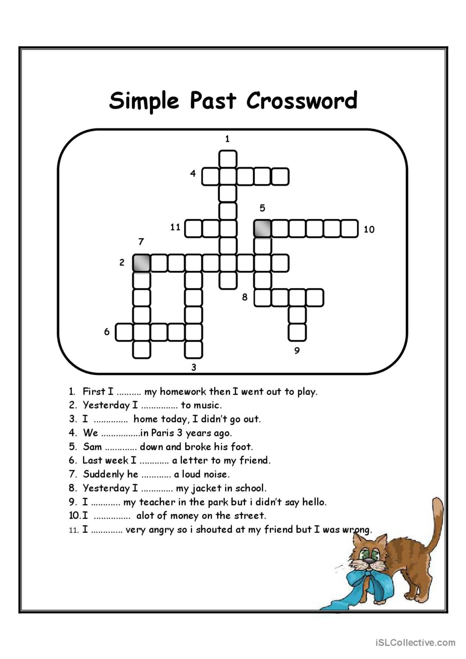 Past Simple Verbs Crossword