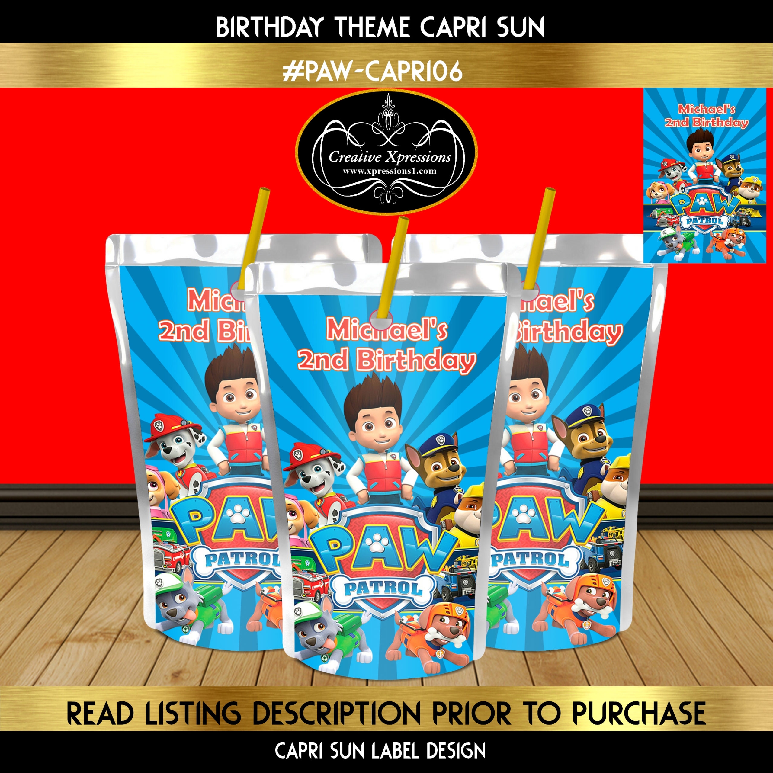 Paw Patrol Capri Sun PAW CAPRI06 FreePrintableTM