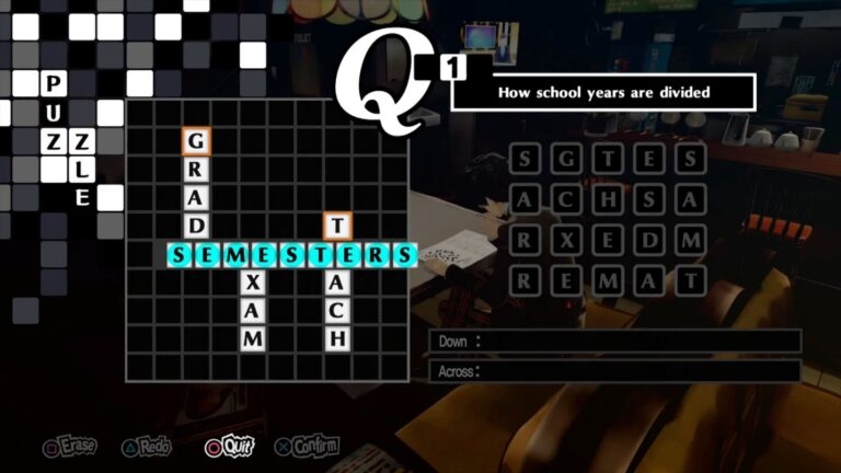Persona 5 Crossword Puzzle Solutions